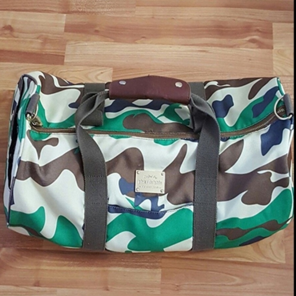 Pink dolphin camouflage duffel bag
